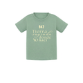 Camiseta de bebé para regalo original en Burgos (Castilla y León) color verde menta con la frase tierra sagrada donde yo nací de la marca Zander.