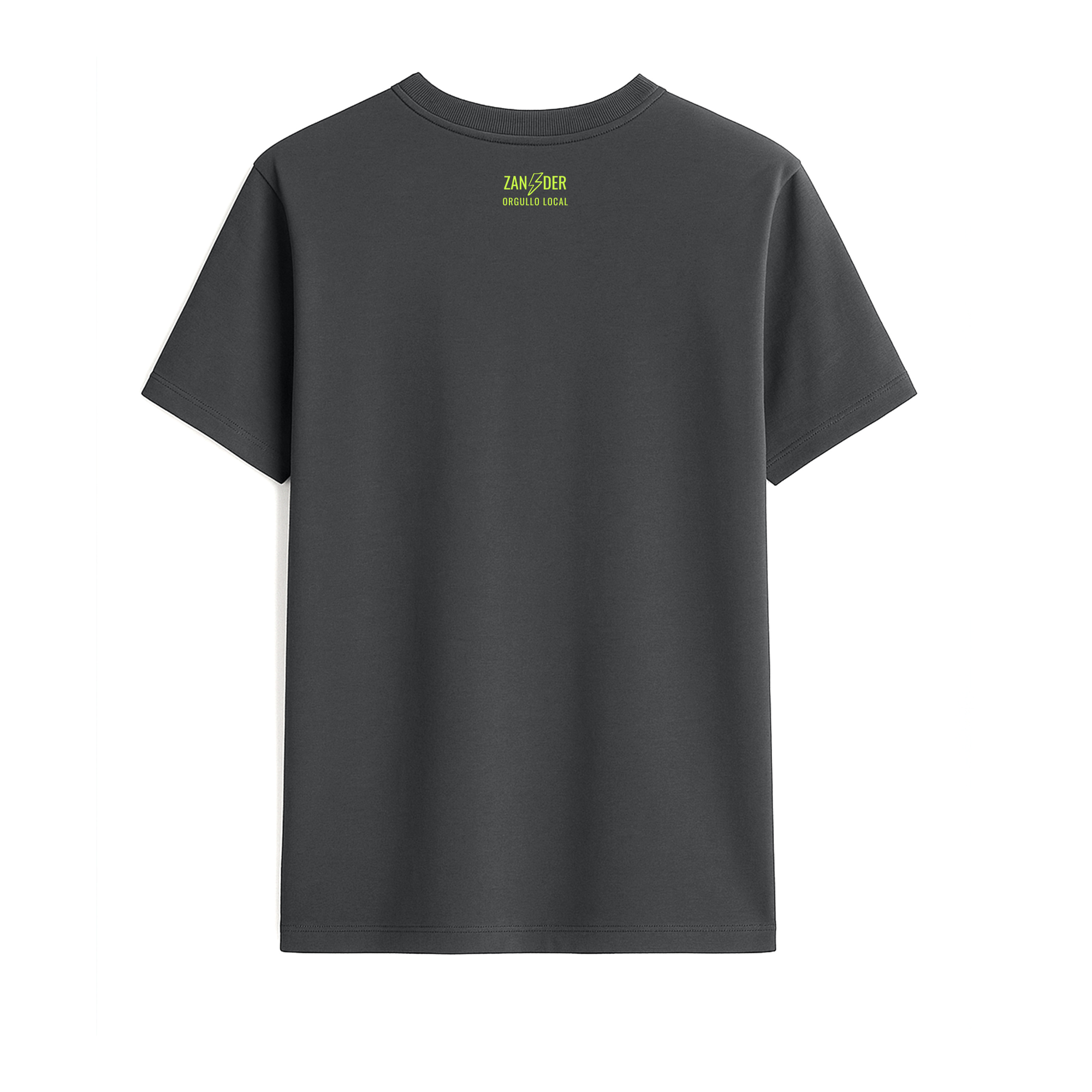 Vista trasera de la camiseta básica unisex de algodón orgánico color gris antracita de la marca Zander.