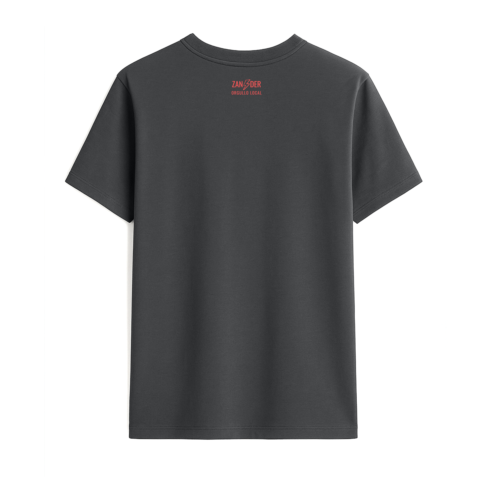 Vista trasera de la camiseta unisex de algodón orgánico color gris antracita de la marca Zander.