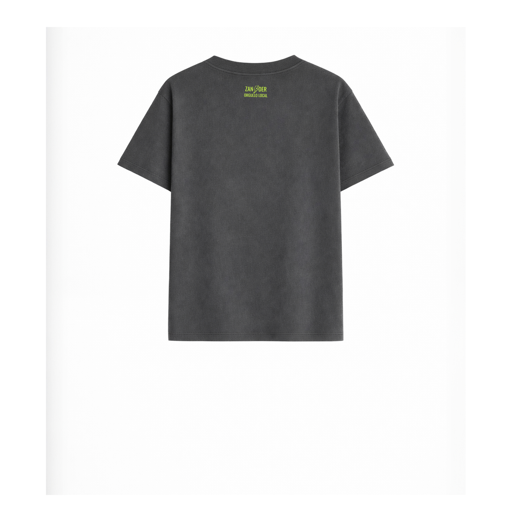 Vista trasera de la camiseta para niños de algodón orgánico color gris antracita de la marca Zander.
