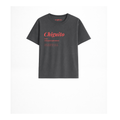 Camiseta para niños de estilo streetwear en Palencia (Castilla y León) color gris antracita con diseño urbano Chiguito en color rojo coral de Zander.