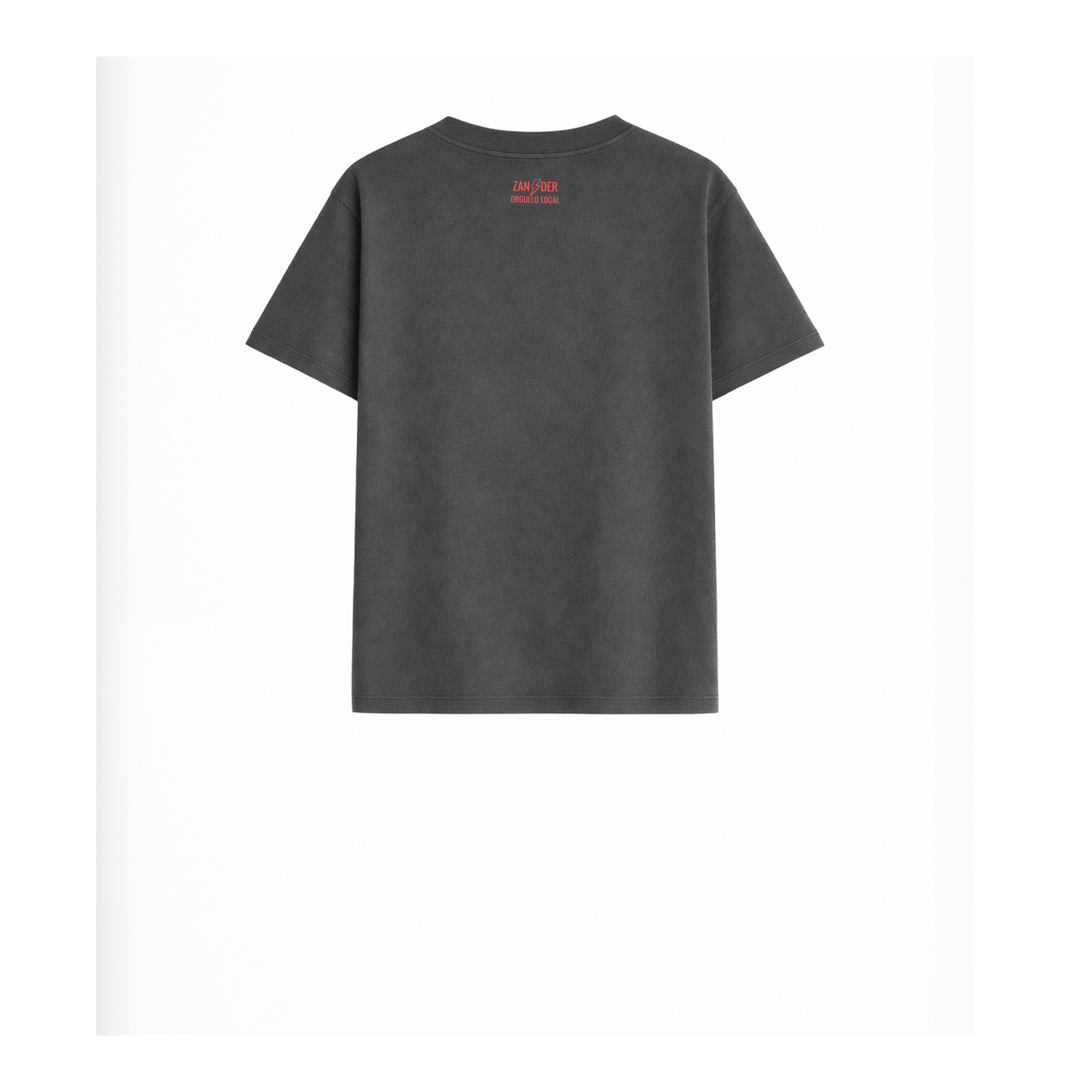 Vista trasera de la camiseta para niños de algodón orgánico color gris antracita de la marca Zander.