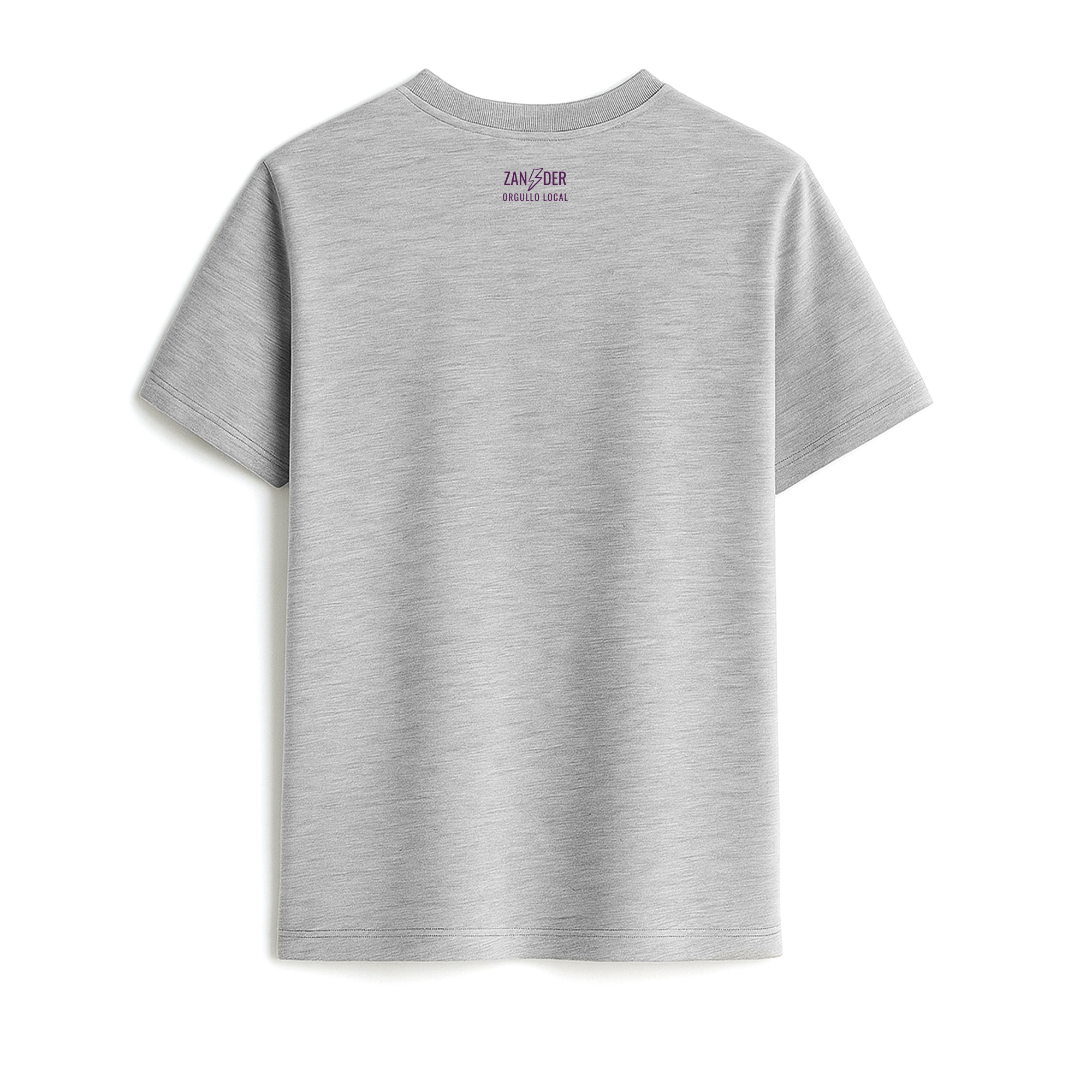 Vista trasera de la camiseta básica unisex de algodón orgánico color gris de la marca Zander.