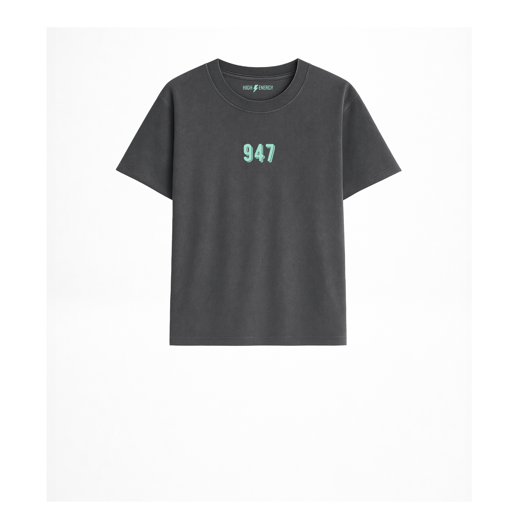 Camiseta para niños para regalo original en Burgos (Castilla y León) color gris antracita con diseño urbano 947 en verde menta de Zander.