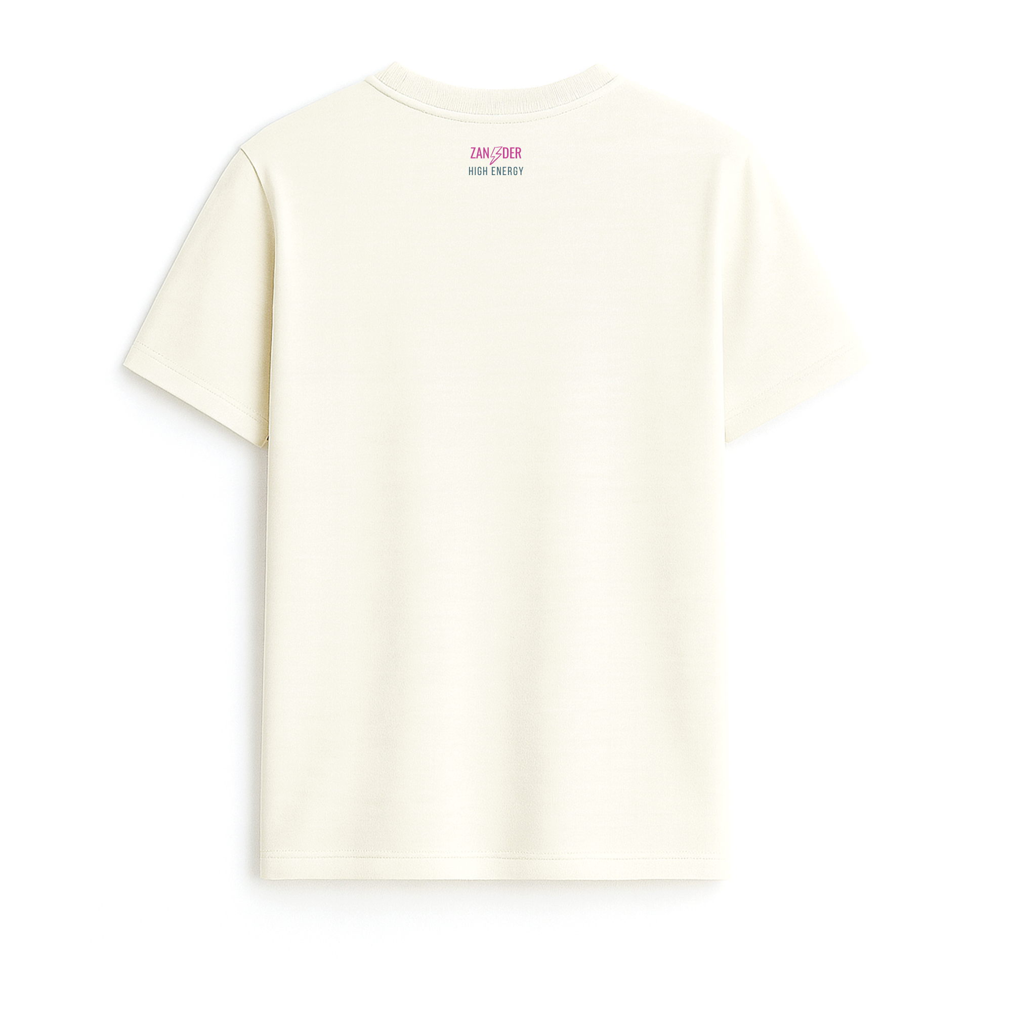 Vista trasera de la camiseta básica unisex de algodón orgánico color crudo de la marca Zander.