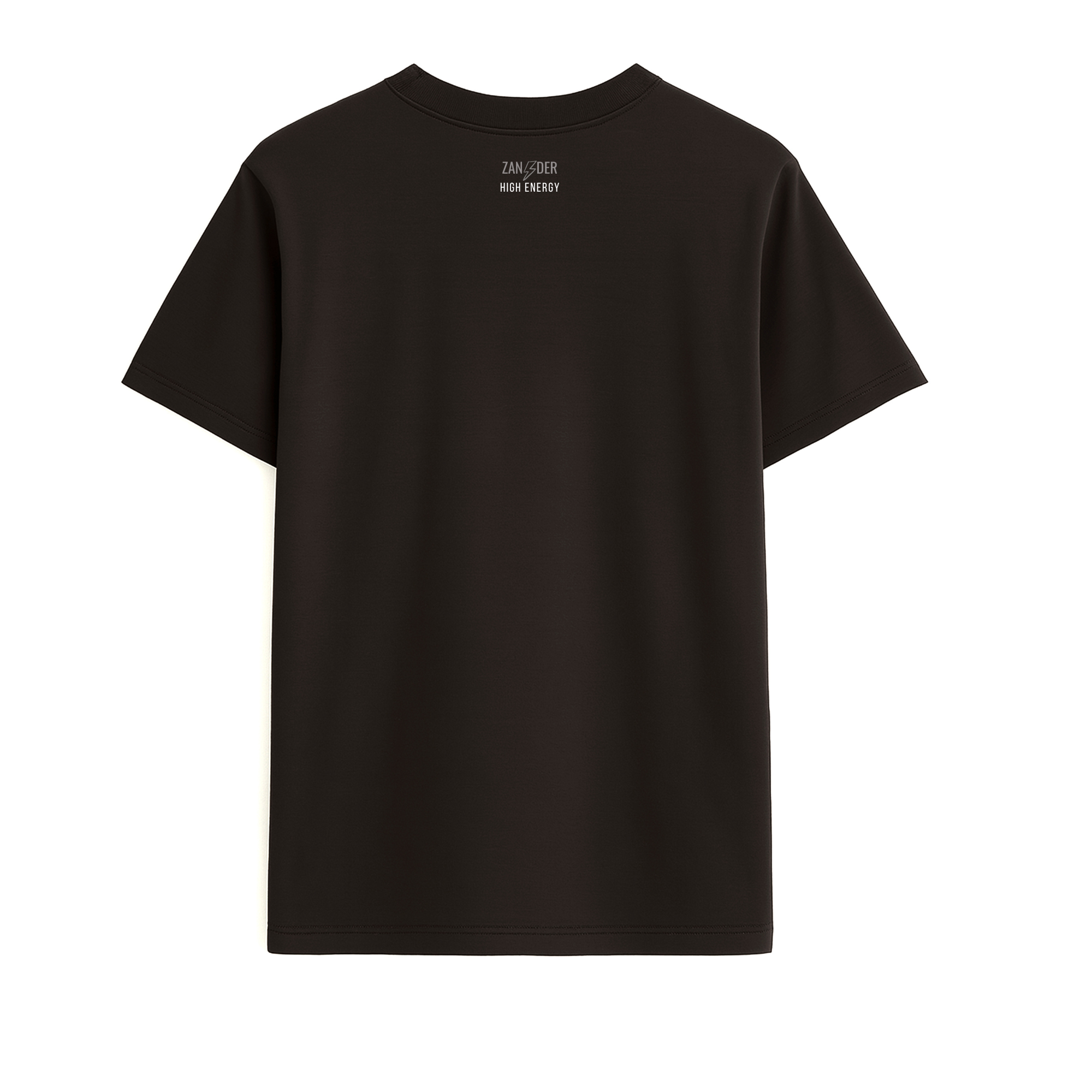 Vista trasera de la camiseta básica unisex de algodón orgánico color negro de la marca Zander.