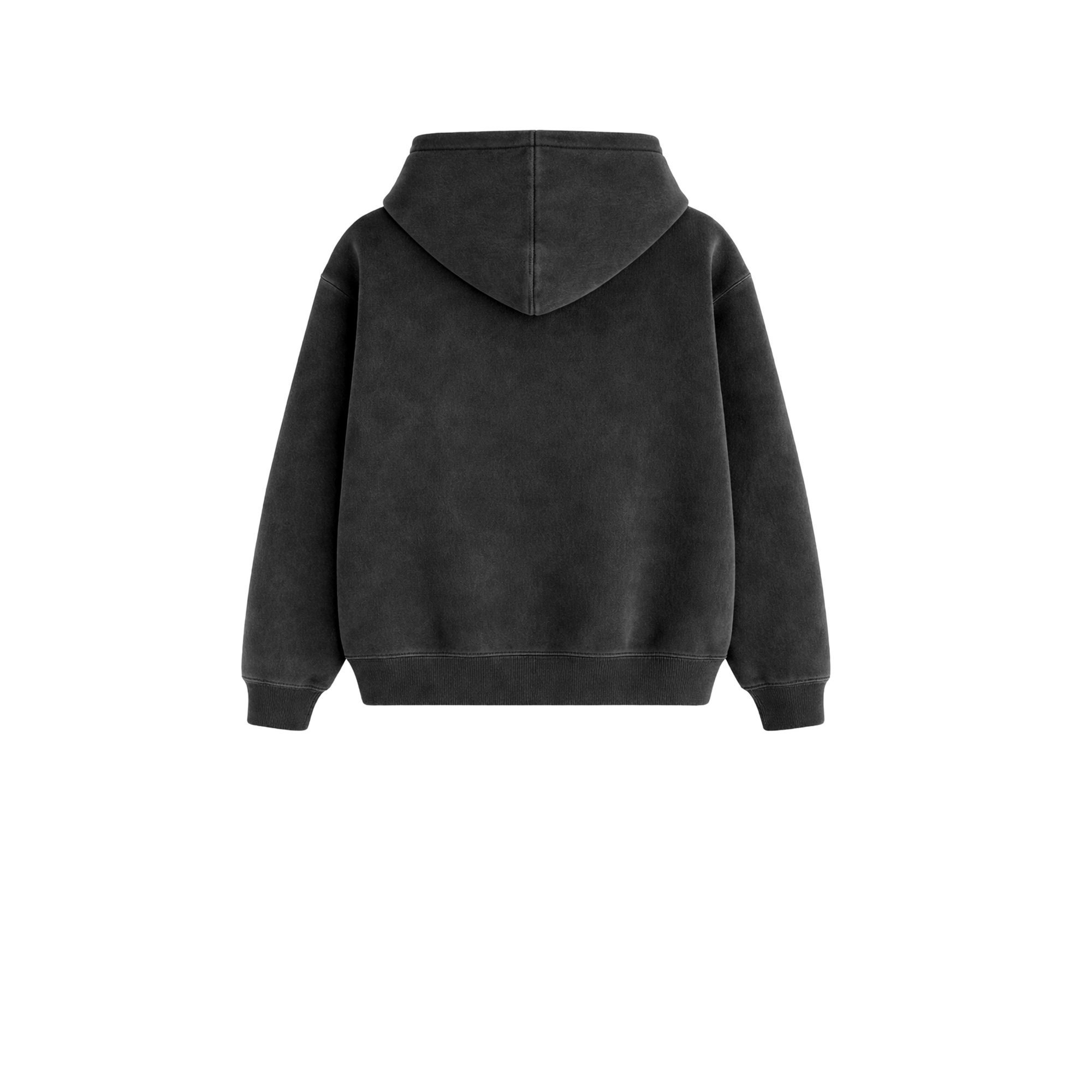 Vista trasera de la sudadera infantil de estilo streetwear en color negro de la colección Cerrato Palentino de la marca Zander.