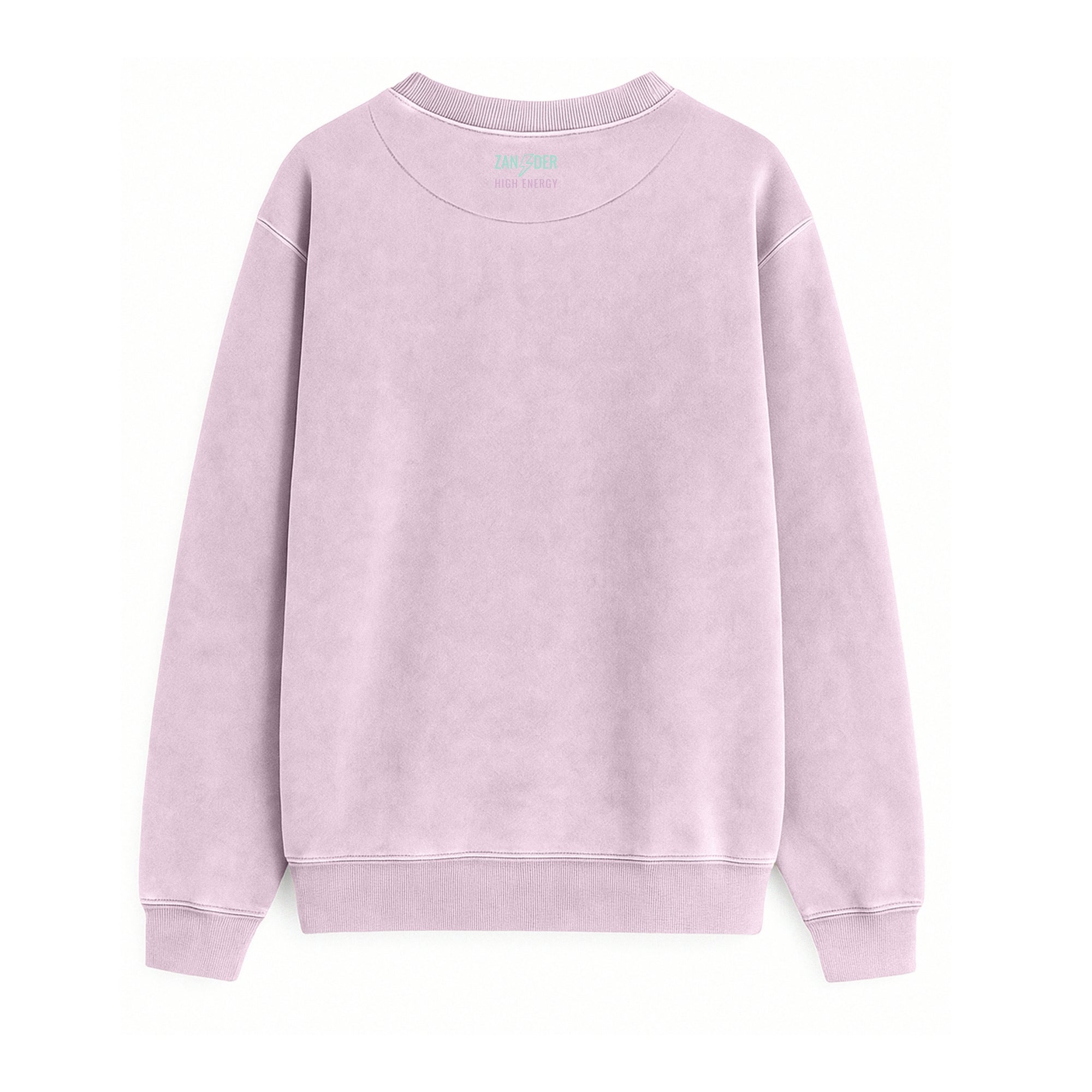 Vista trasera de la sudadera básica unisex de algodón orgánico color lila de la marca Zander.