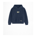 Sudadera con capucha para niños para regalo original en Burgos (Castilla y León) color azul marino con diseño urbano 947 de Zander.